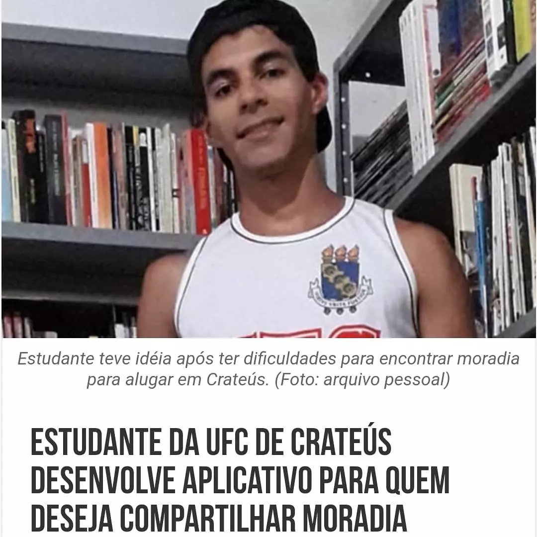 Notícia no Portal Sertões - Estudante da UFC de Crateús desenvolve aplicativo para quem deseja compartilhar moradia.